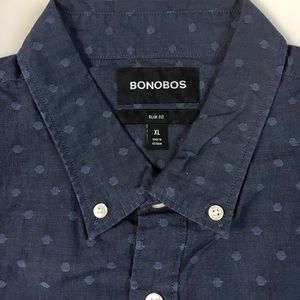 Bonobos Shirt Mens Slim Fit Button Down Casual Size XL Blue Cotton Long Sleeve